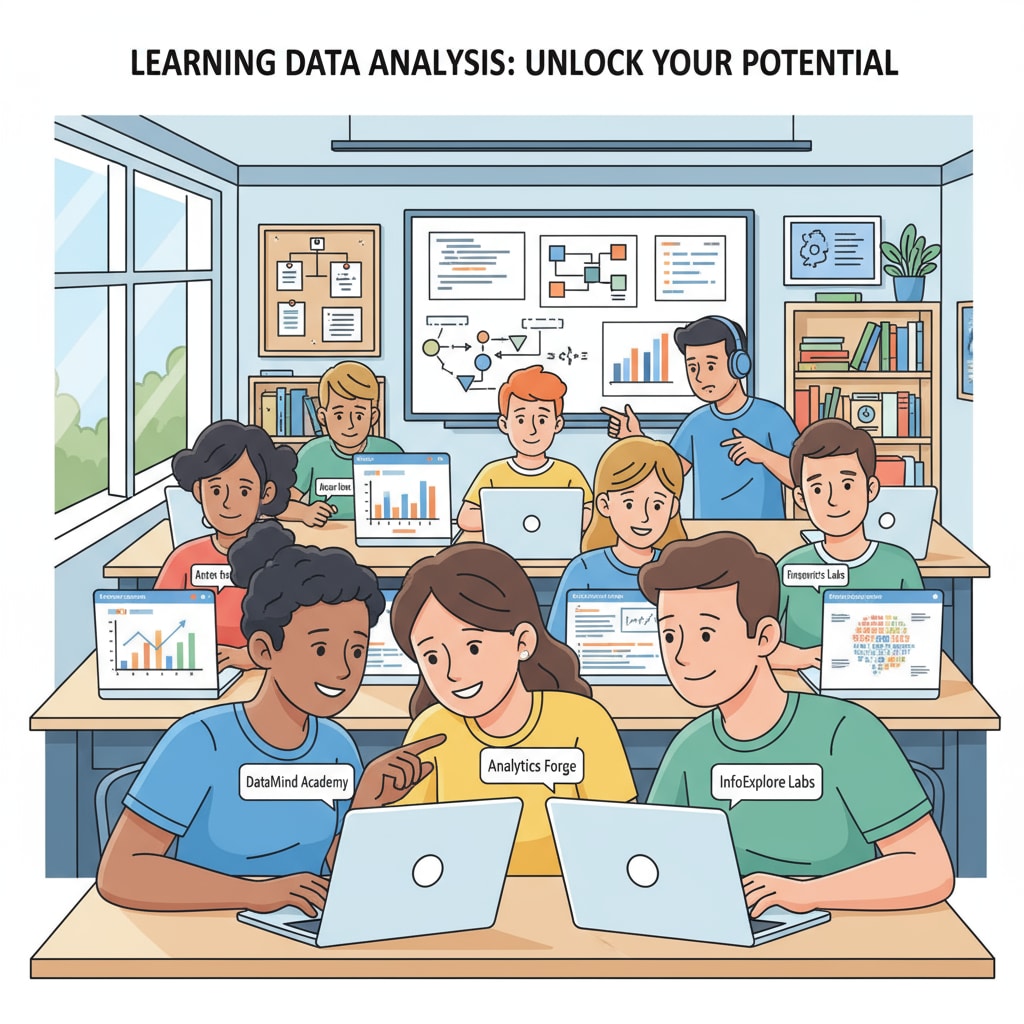 Students accessing free data analysis learning resources