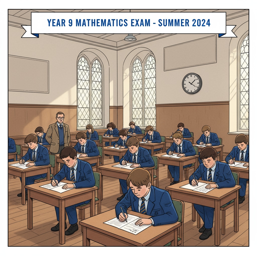 Students taking an exam in a UK school related to UK education system, curriculum reform, AI impact, assessment methods