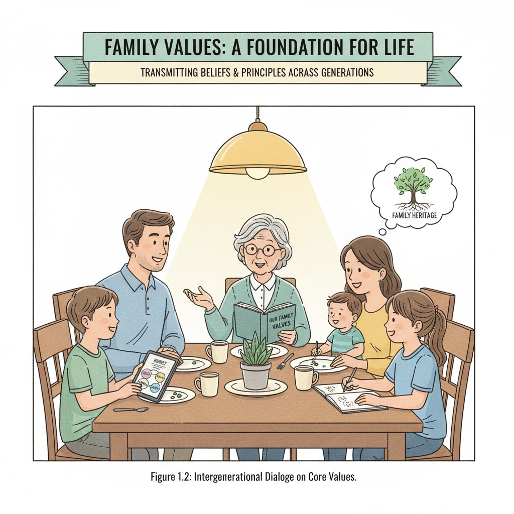 A family discussing values, highlighting the potential bias in family education