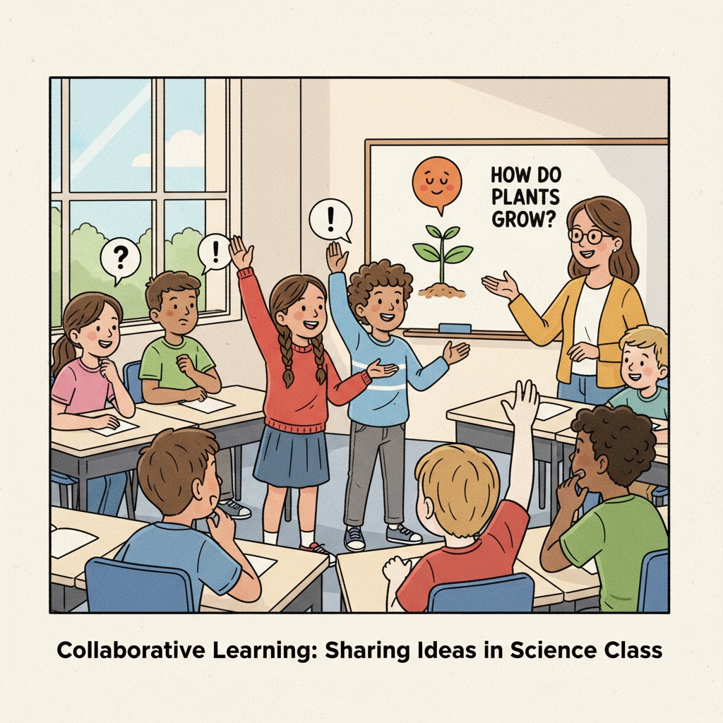 Students engaged in dialogue, practicing communication skills in a K12 classroom