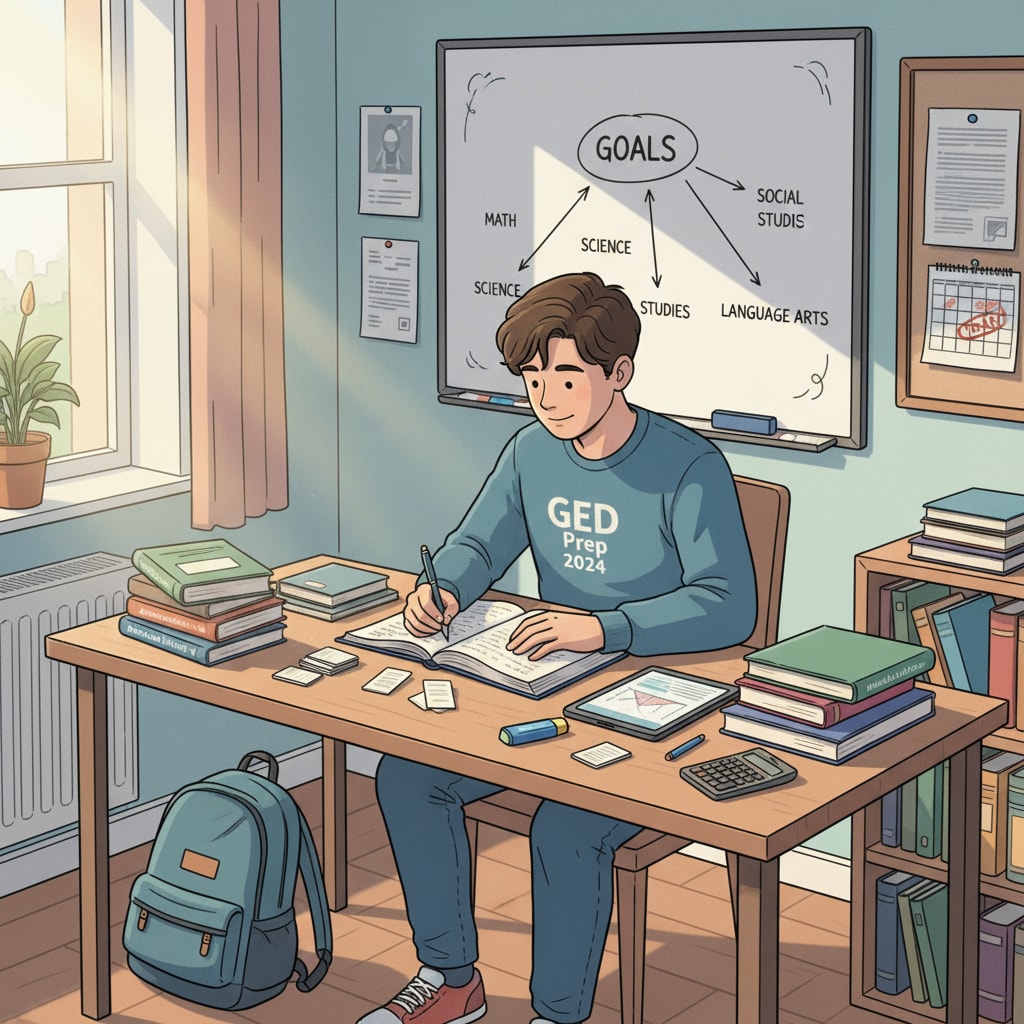 A student preparing for the GED test as an alternative to traditional high school graduation
