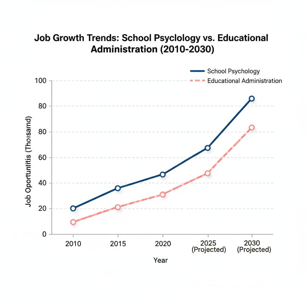Graph of job growth trends for school psychology and educational administration career choices