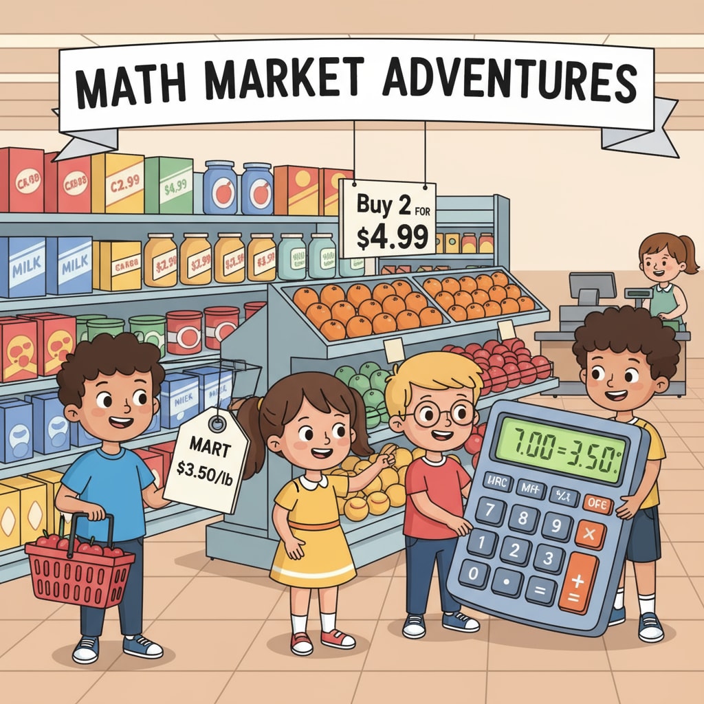 Screenshot of a math educational game with a real - world scenario for edutainment purposes