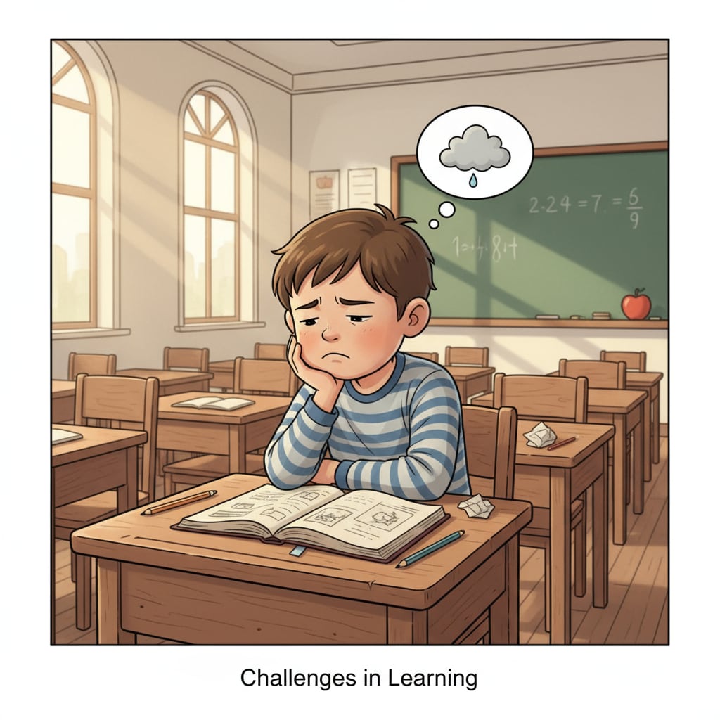 A child experiencing school trauma in a traditional classroom