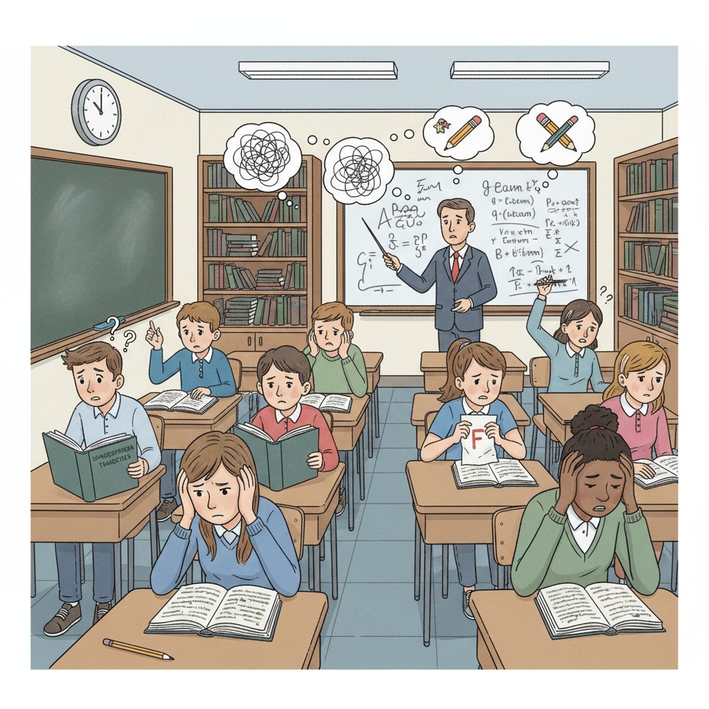 Students showing frustration in English class due to English courses, strict teachers, and grade changes