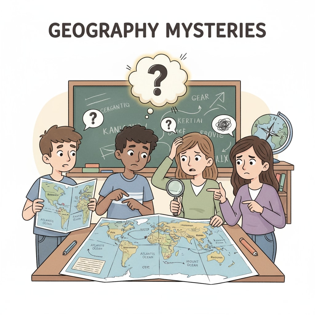 Students showing lack of basic knowledge while looking at a world map, related to educational quality and historical civic literacy issues.