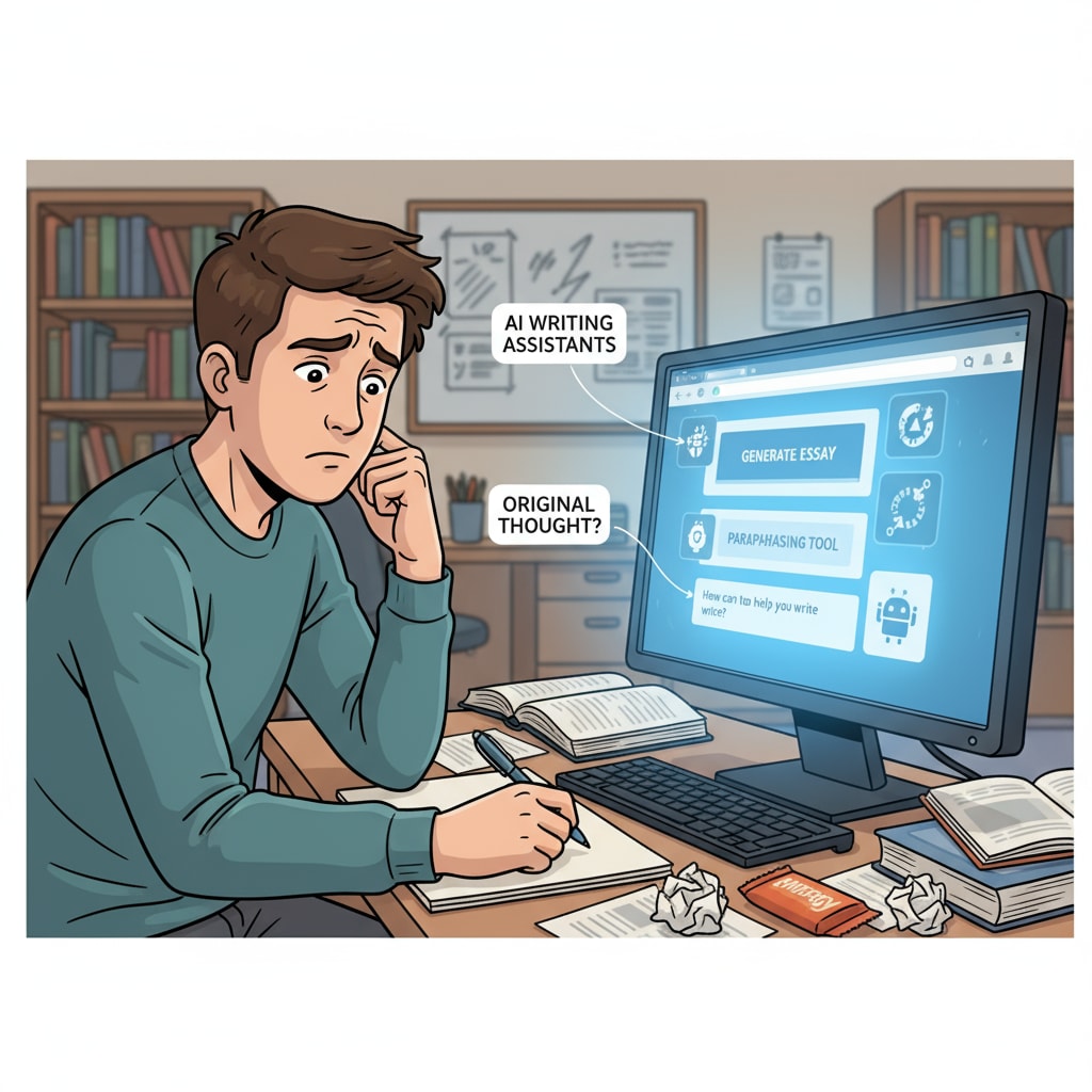 A student struggling with writing assignment authenticity in the AI era