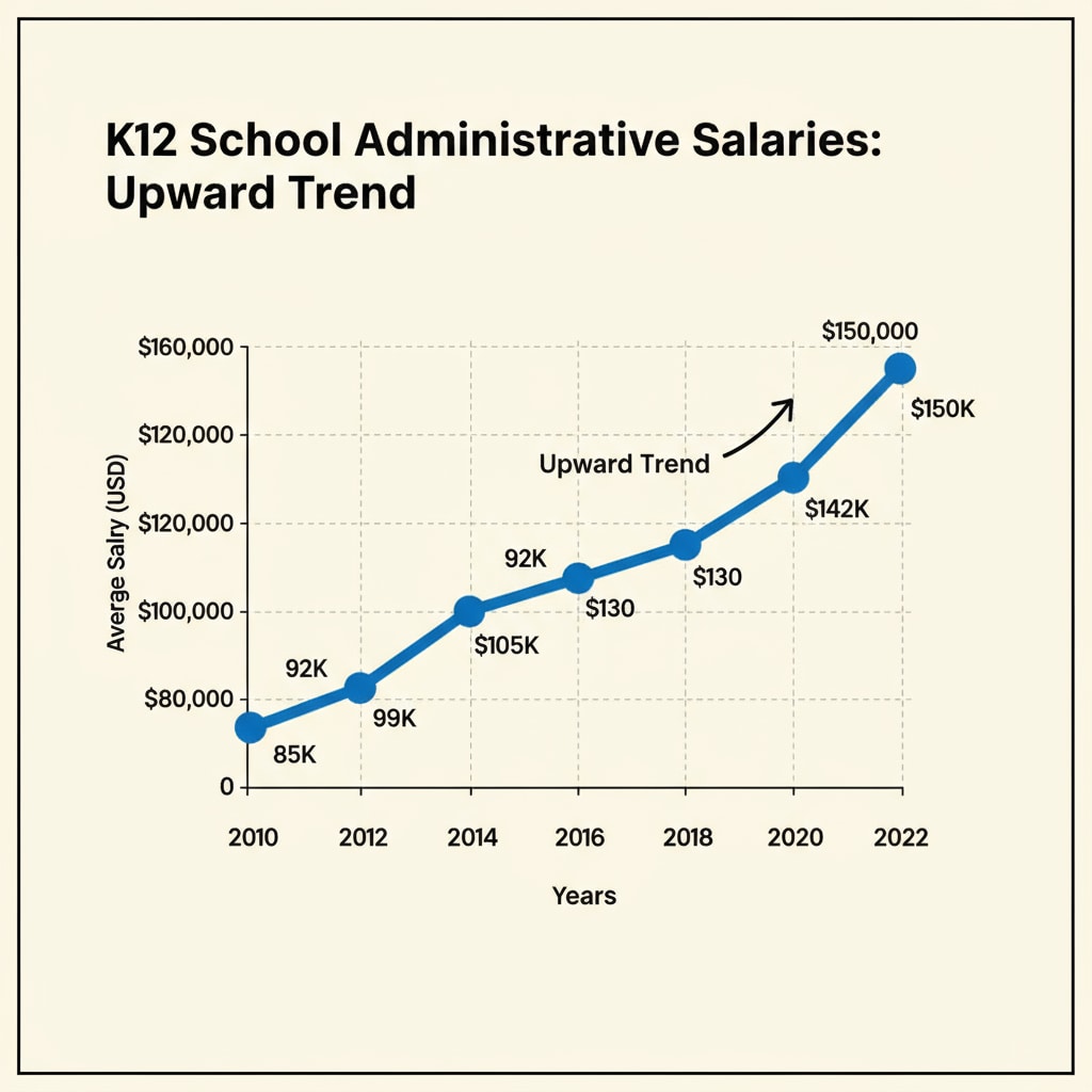 Graph showing the increase in administrative salaries in K12 education related to education management, administrative salaries, and student performance