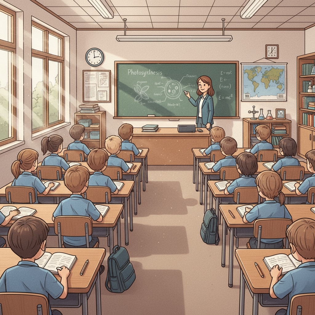 Traditional primary education teaching methods scene