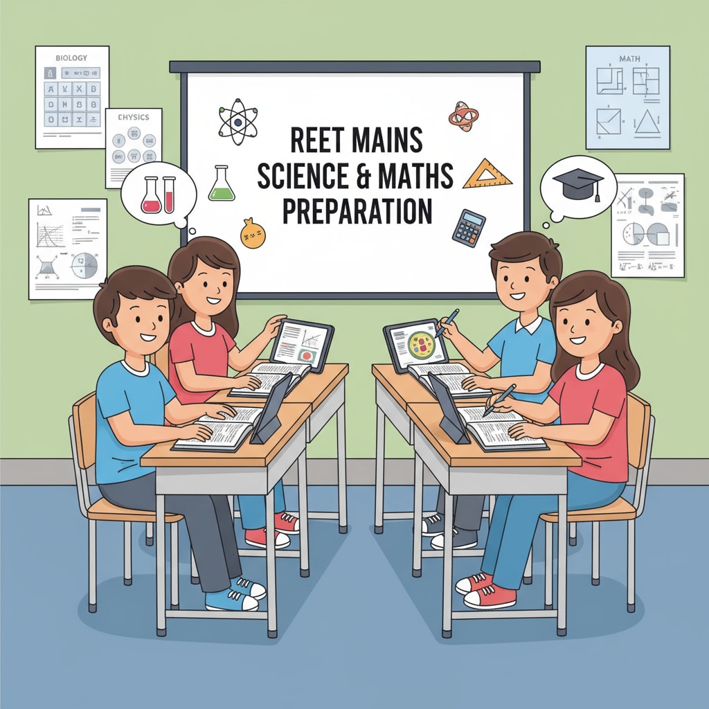 Students preparing for Reet Mains science and math using educational resources