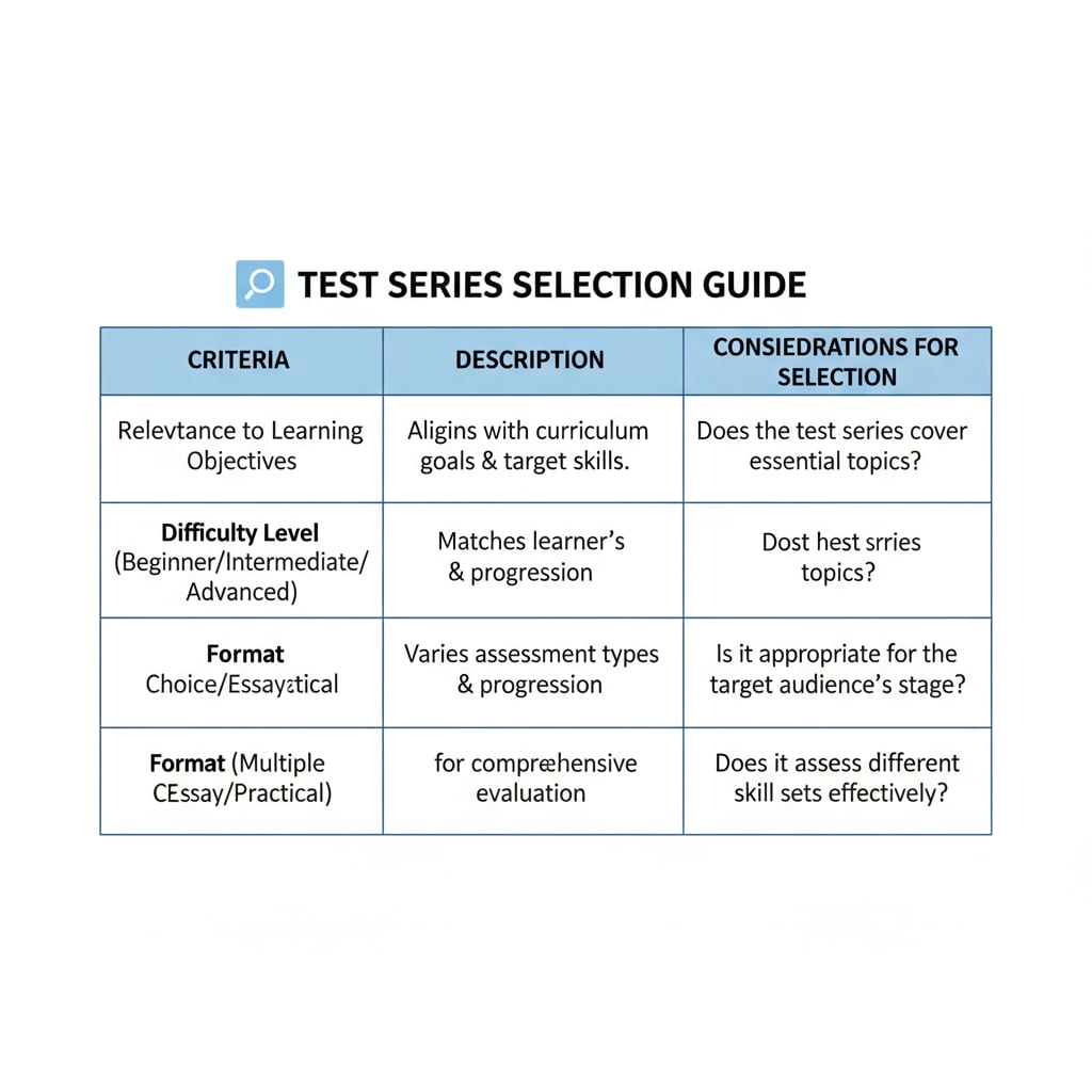 Chart of criteria for Reet Mains test series selection in science and math
