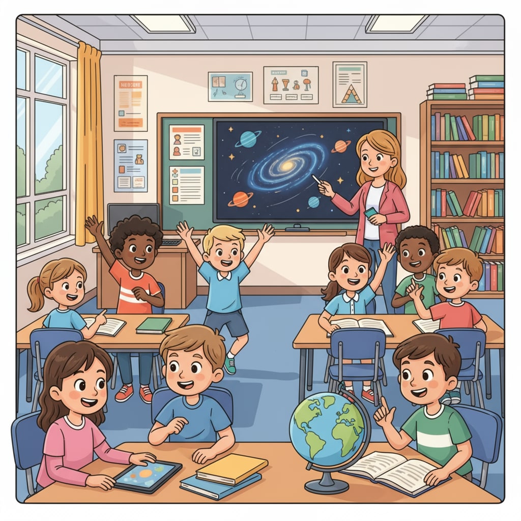Students in a classroom showing enthusiasm for learning, related to learning ability, sudden提升, and potential discovery