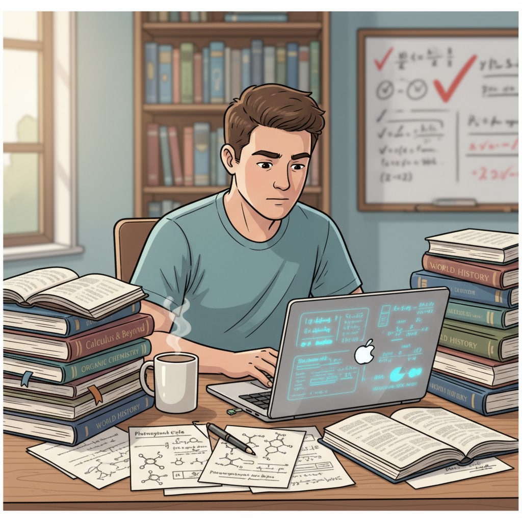 A focused student studying, related to learning ability, sudden提升, and potential discovery