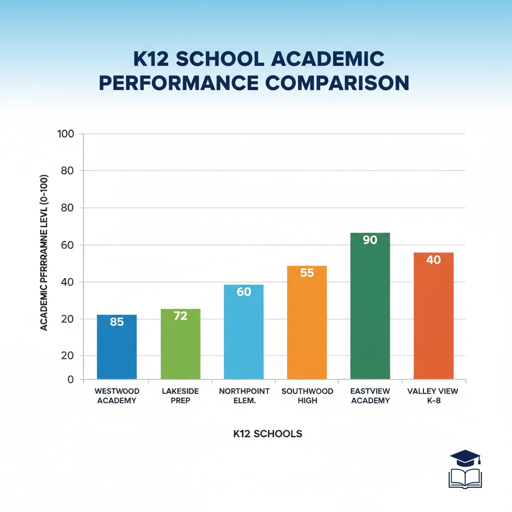 Bar chart of K12 school academic performance relevant to education statistics, PISA tests, and school data