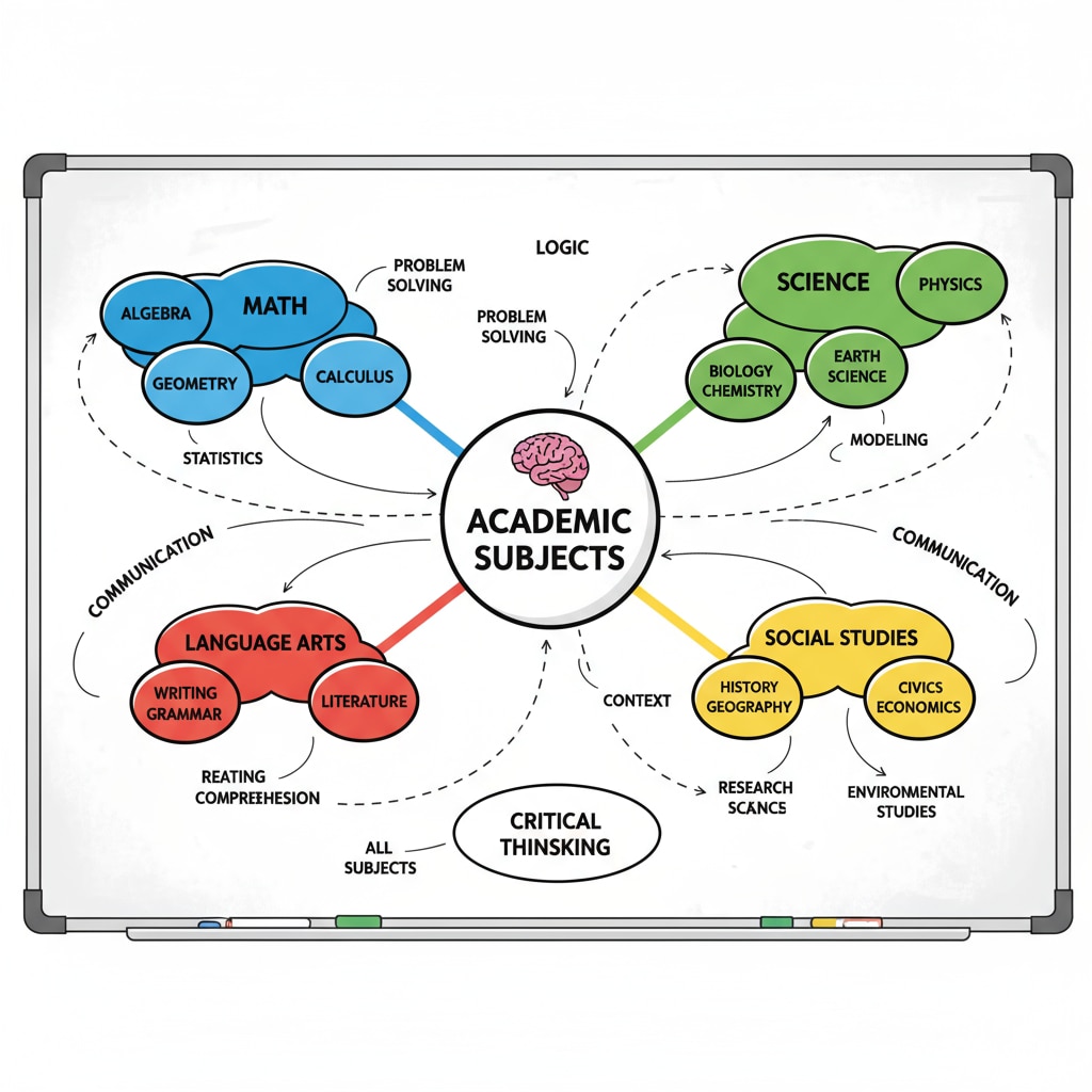 Visual representation of connections between disciplines for a multidisciplinary learning plan.