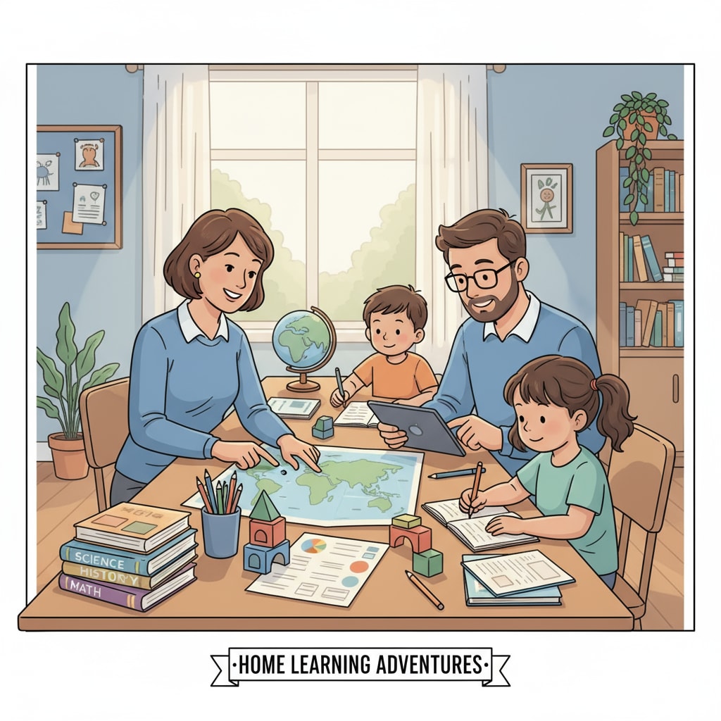 A family home schooling session showing the possible bias transmission and educational setting.