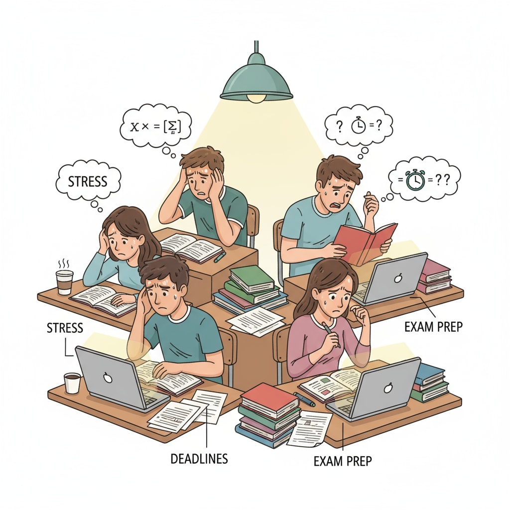 Teenagers experiencing learning anxiety and self-doubt while studying.