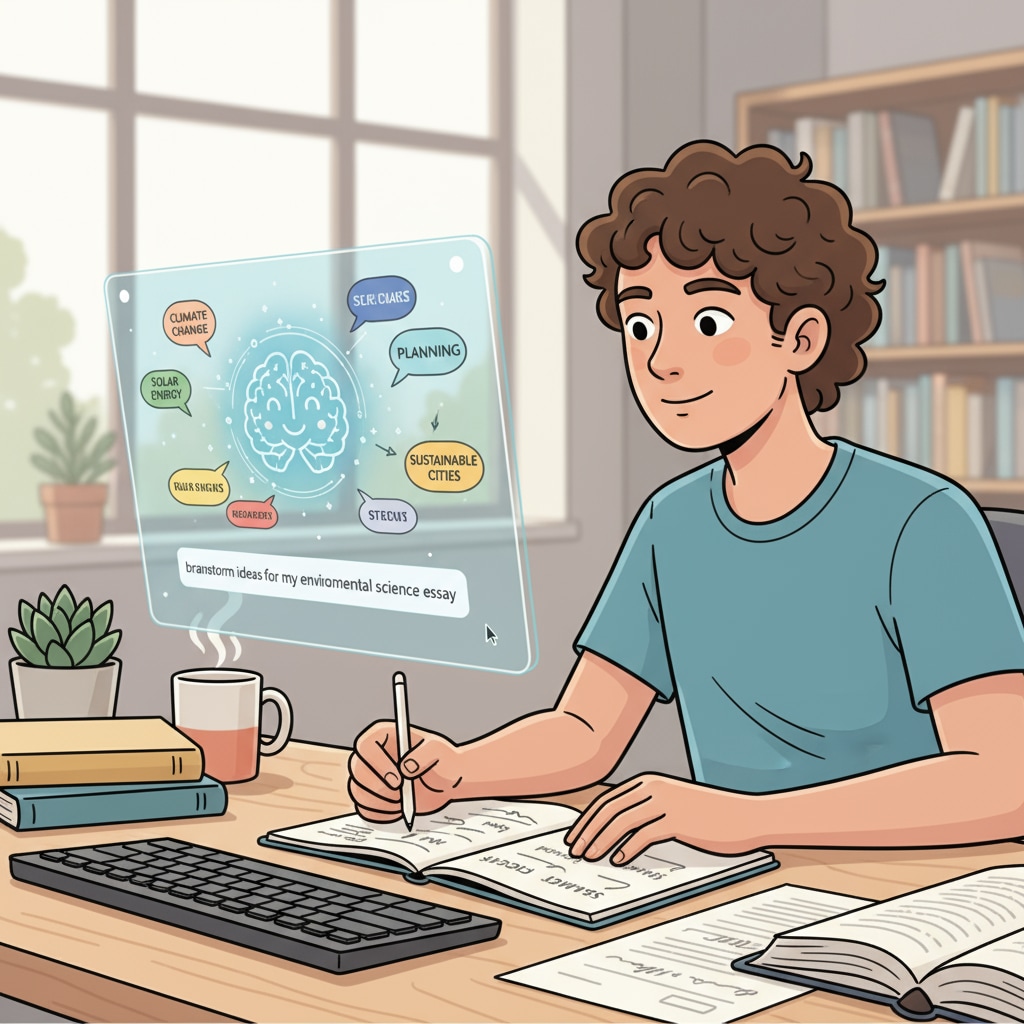 A student leveraging an AI writing assistant to discover and develop their authorial voice as part of the teaching transformation in writing.