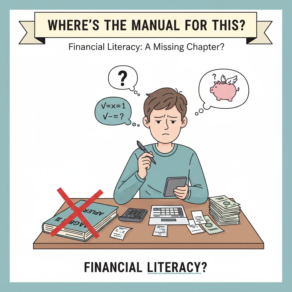 A young person struggling with financial tasks due to lack of school education