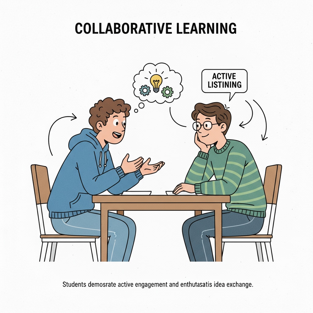 Students demonstrating dialogue and active listening in a communication setting