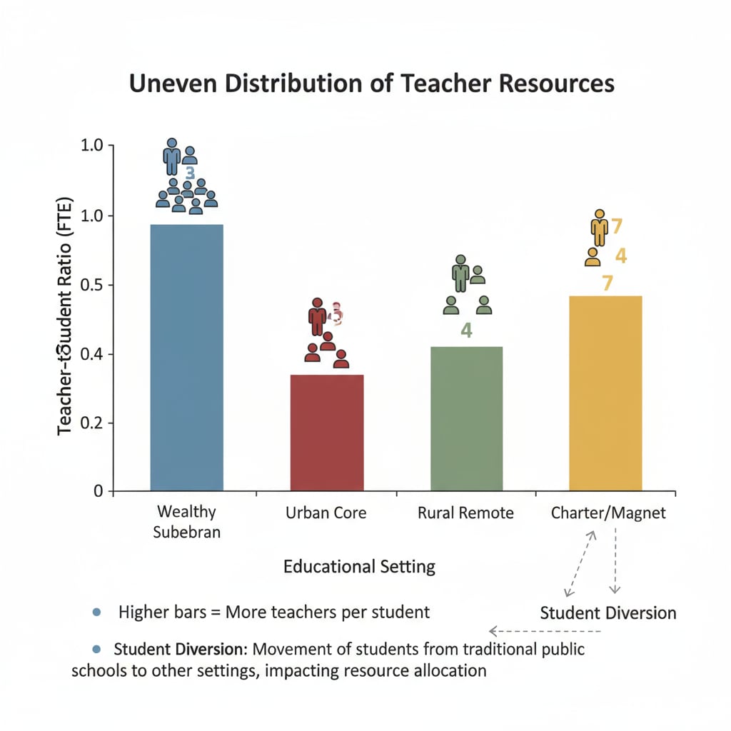 Graph showing the impact of student diversion on teacher resource distribution in mathematics education
