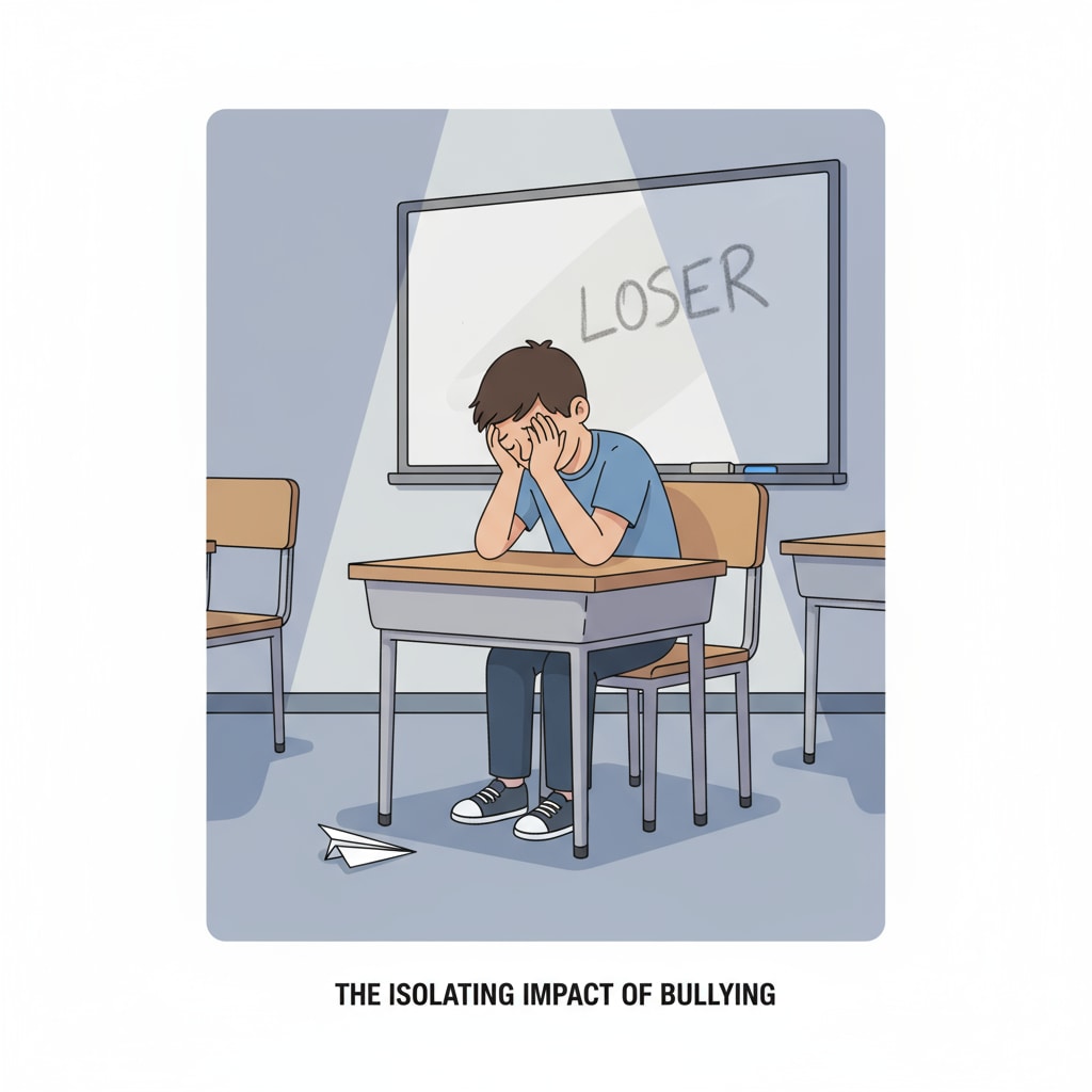 A sad student affected by school bullying with principal inaction, related to parents' rights protection
