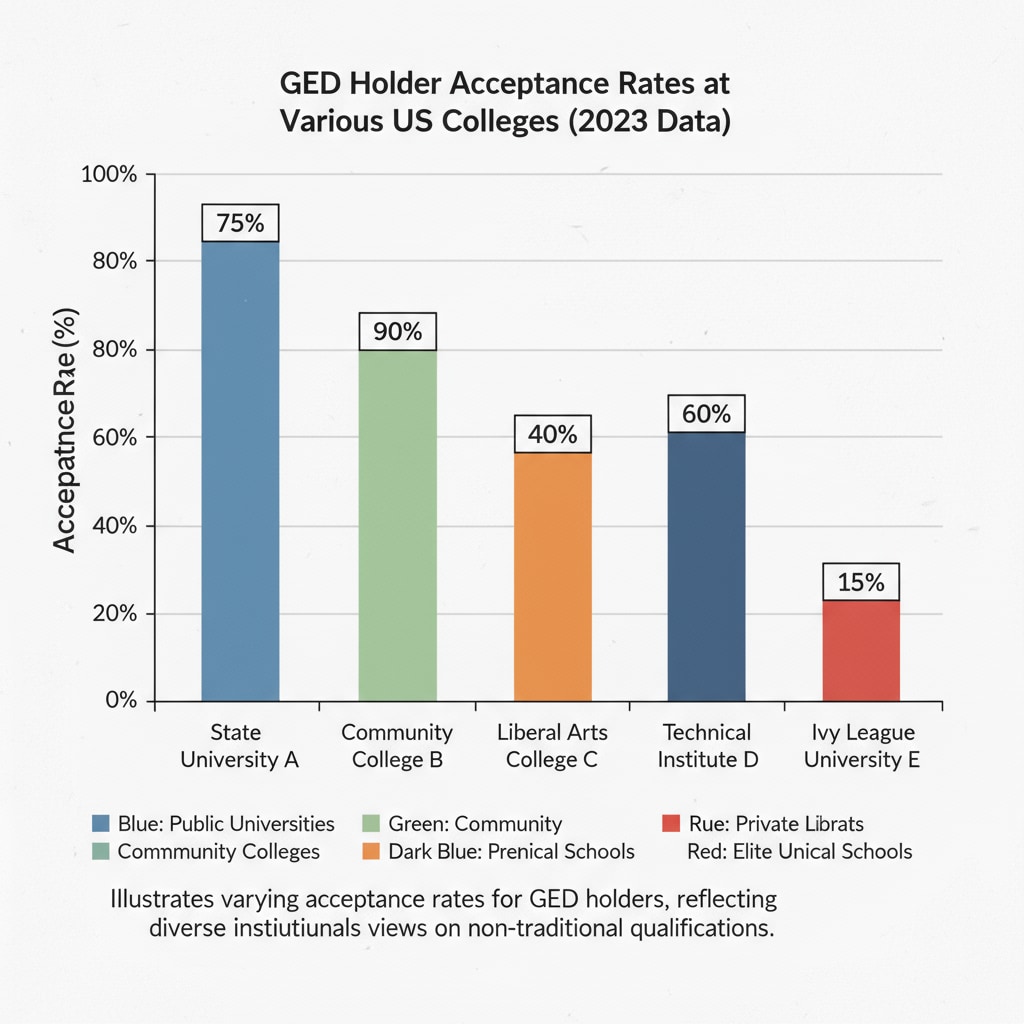 Graph showing GED acceptance rates in colleges for adult education applicants