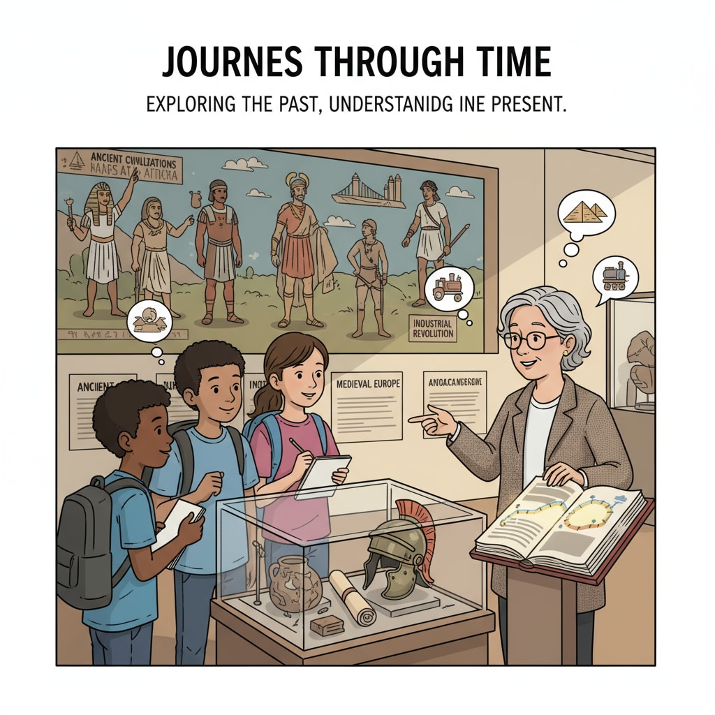Students gaining historical knowledge for educational standards and civic literacy
