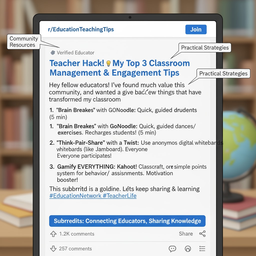 Close-up of a Reddit education subreddit post with community rules, educational networks, and subreddits in focus