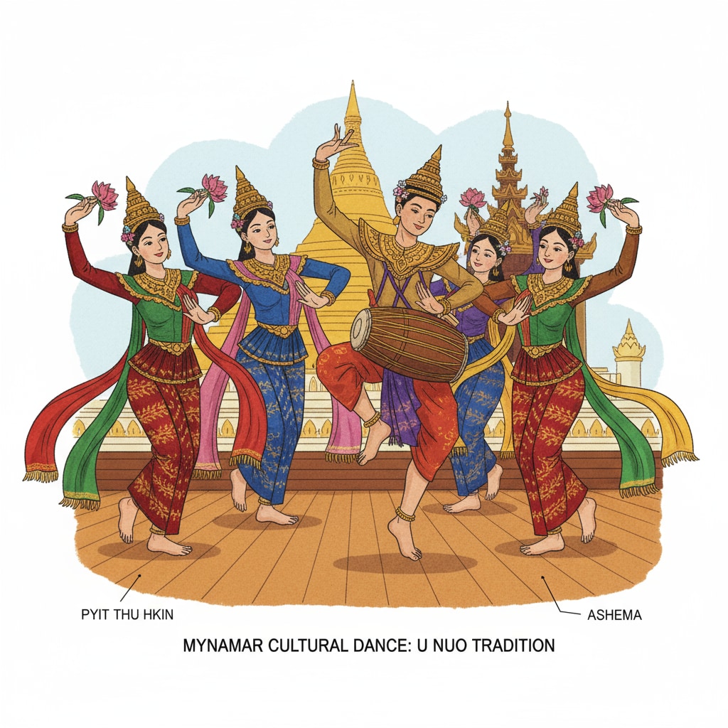 Traditional Myanmar cultural dance performance, demonstrating the nation's rich cultural traditions