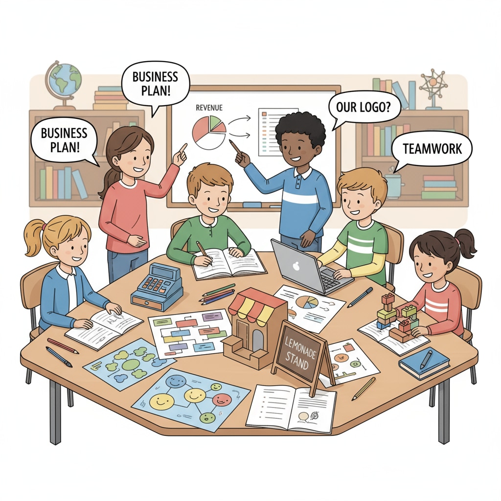 K-12 students engaged in practical entrepreneurial learning
