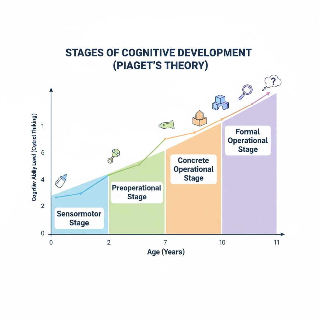 Graph showing cognitive development stages relevant to learning ability and potential discovery