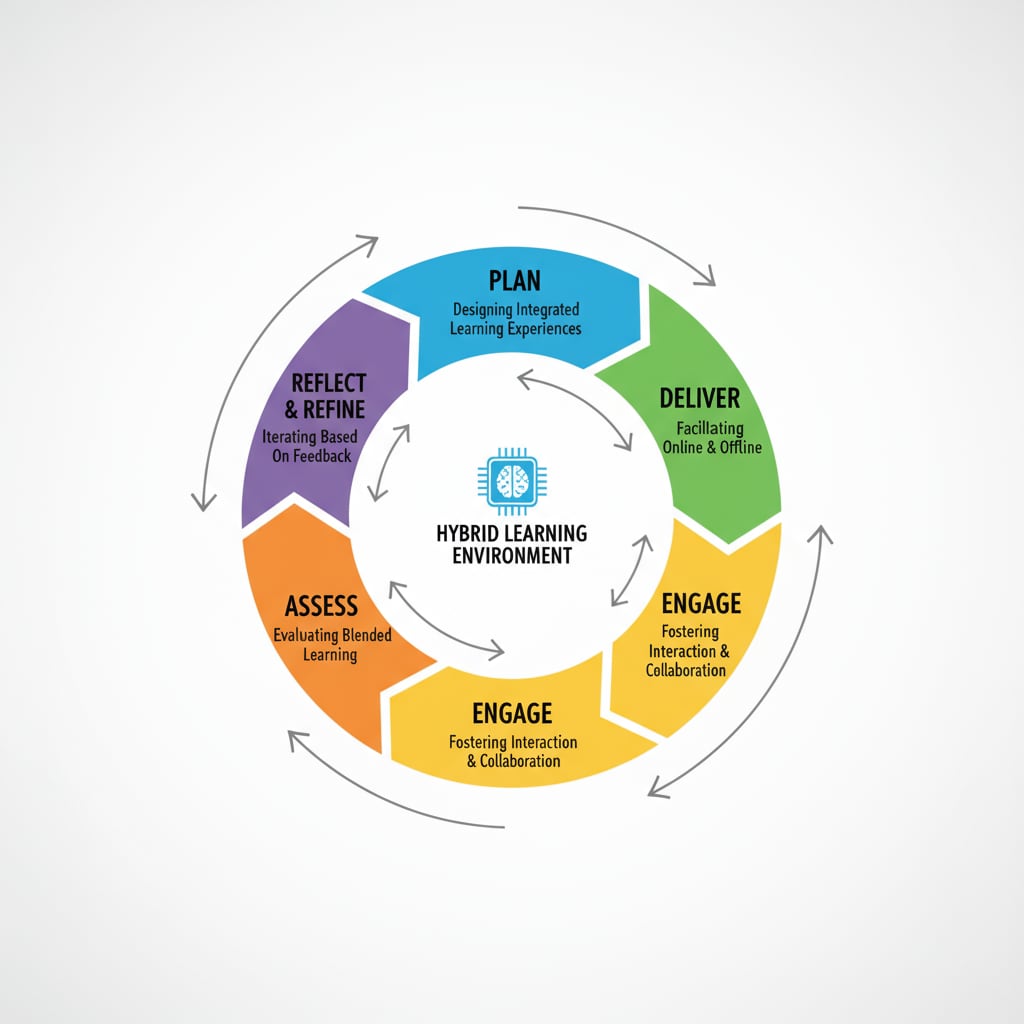 Hybrid teaching cycle theory visual representation