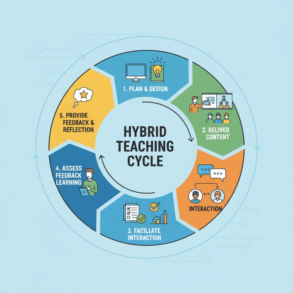 Diagram of the five steps of the hybrid teaching cycle