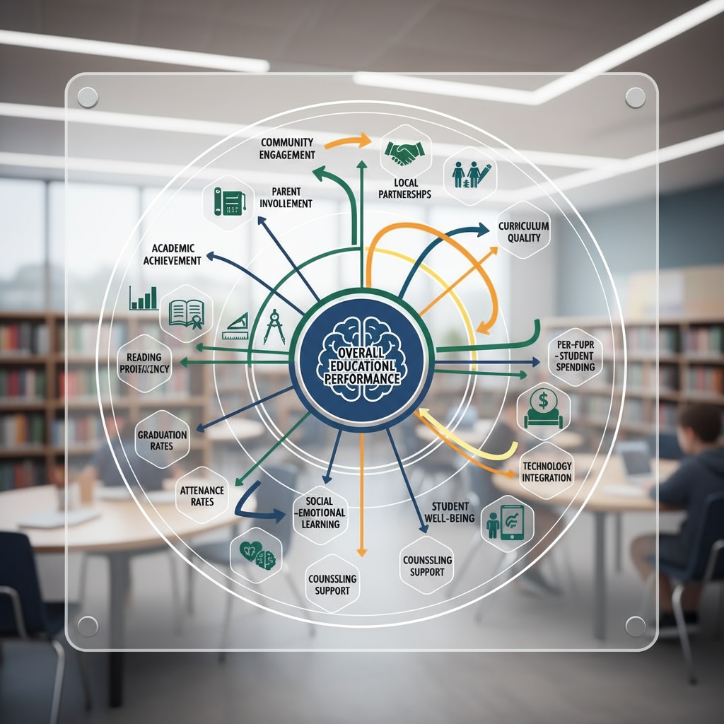 Graphical representation of K12 school education indicators including school statistics, PISA related data, and other key education metrics