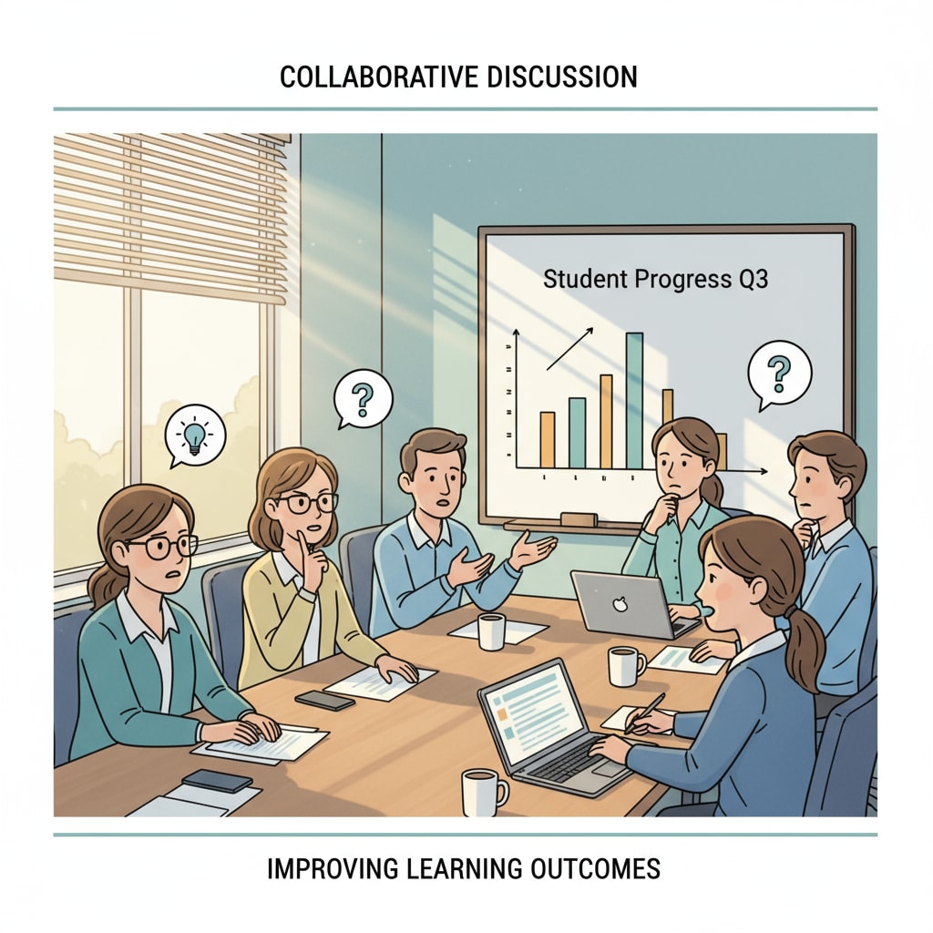 Teachers having a discussion in a school management context related to conflicts and harassment.