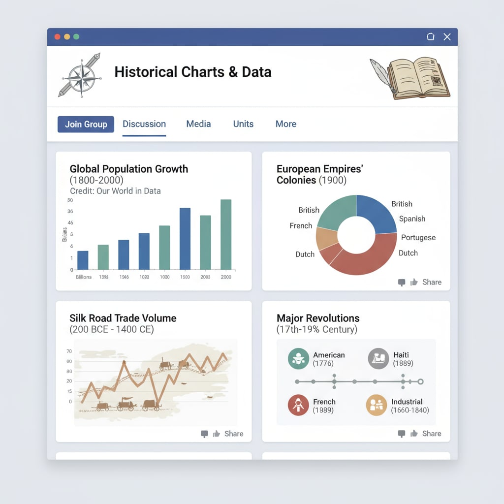 Finding history chart resources in a Facebook history group