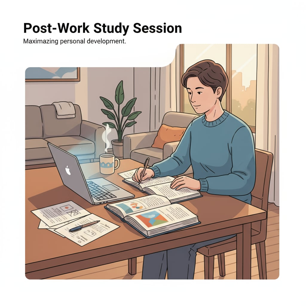 A person engaged in part-time learning for career development