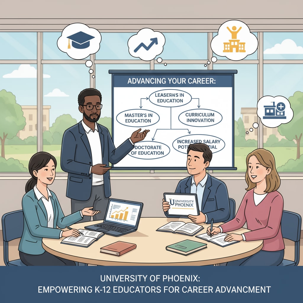 K12 educators discussing career impact of University of Phoenix free degrees