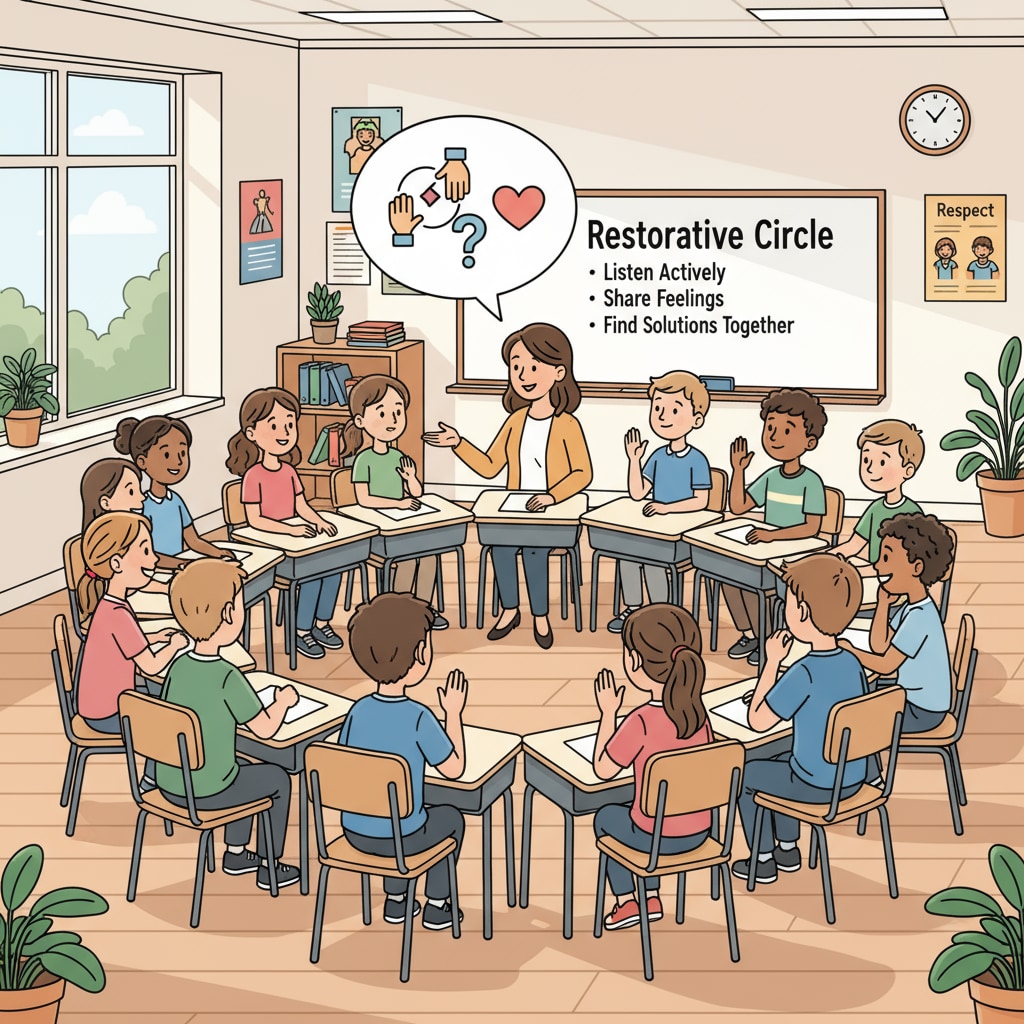Students participating in restorative practices in the classroom
