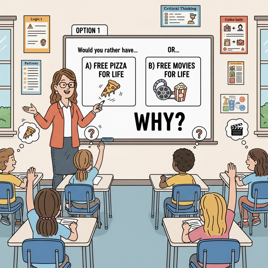 Teacher using Would You Rather as an educational resource and tool in the classroom
