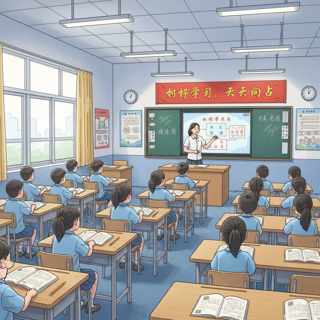 A Chinese classroom with students under learning pressure to master knowledge