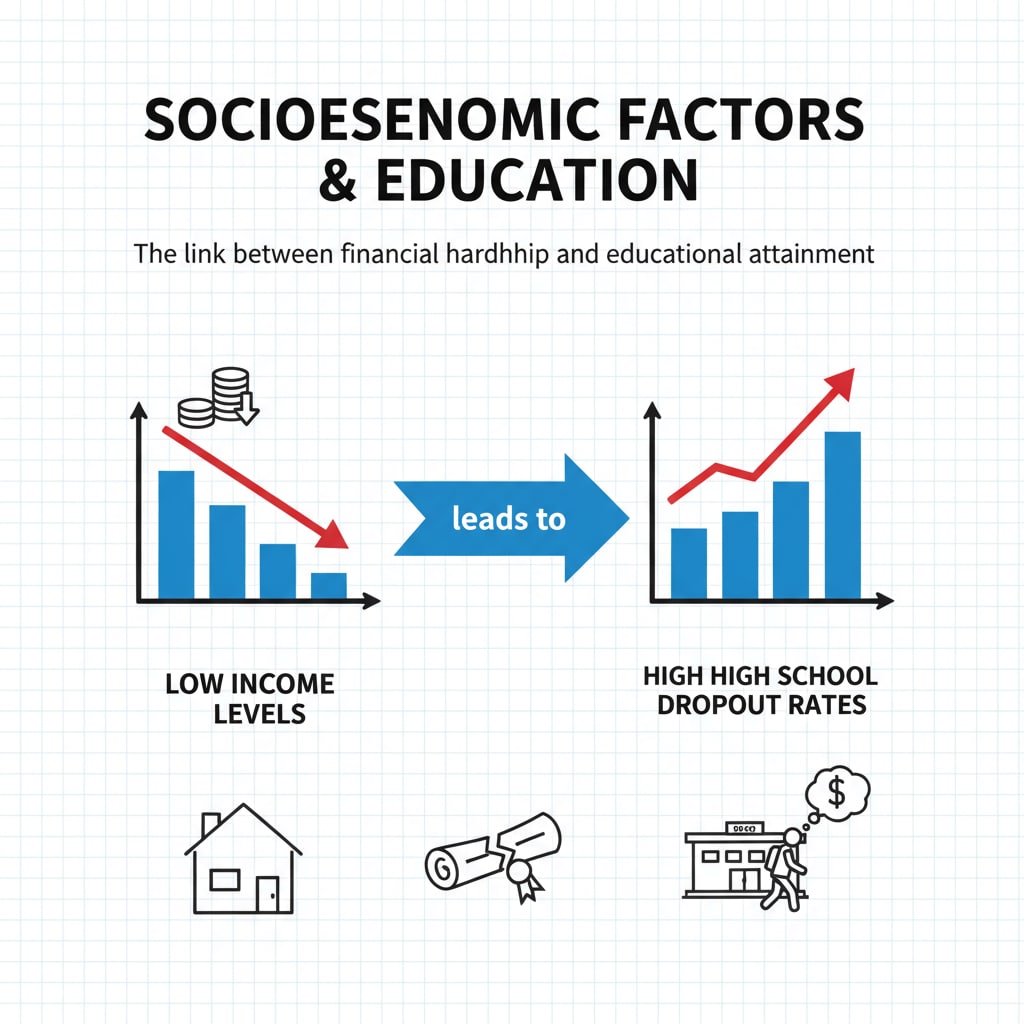 Graph showing correlation between low income and high school dropout rates for adults seeking GED