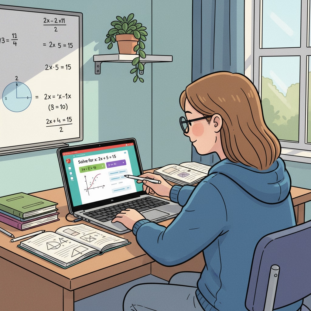 A student using a Chromebook for math learning