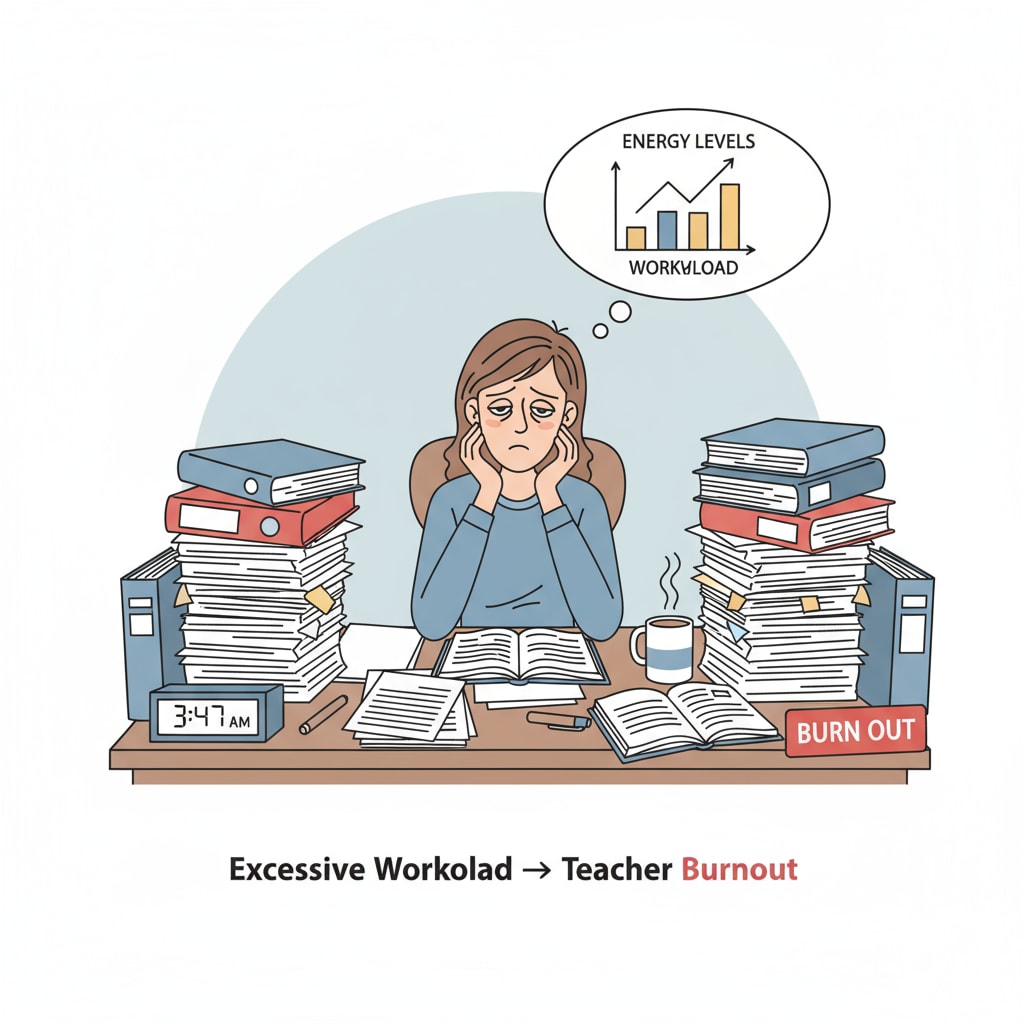 An exhausted teacher showing signs of burnout.
