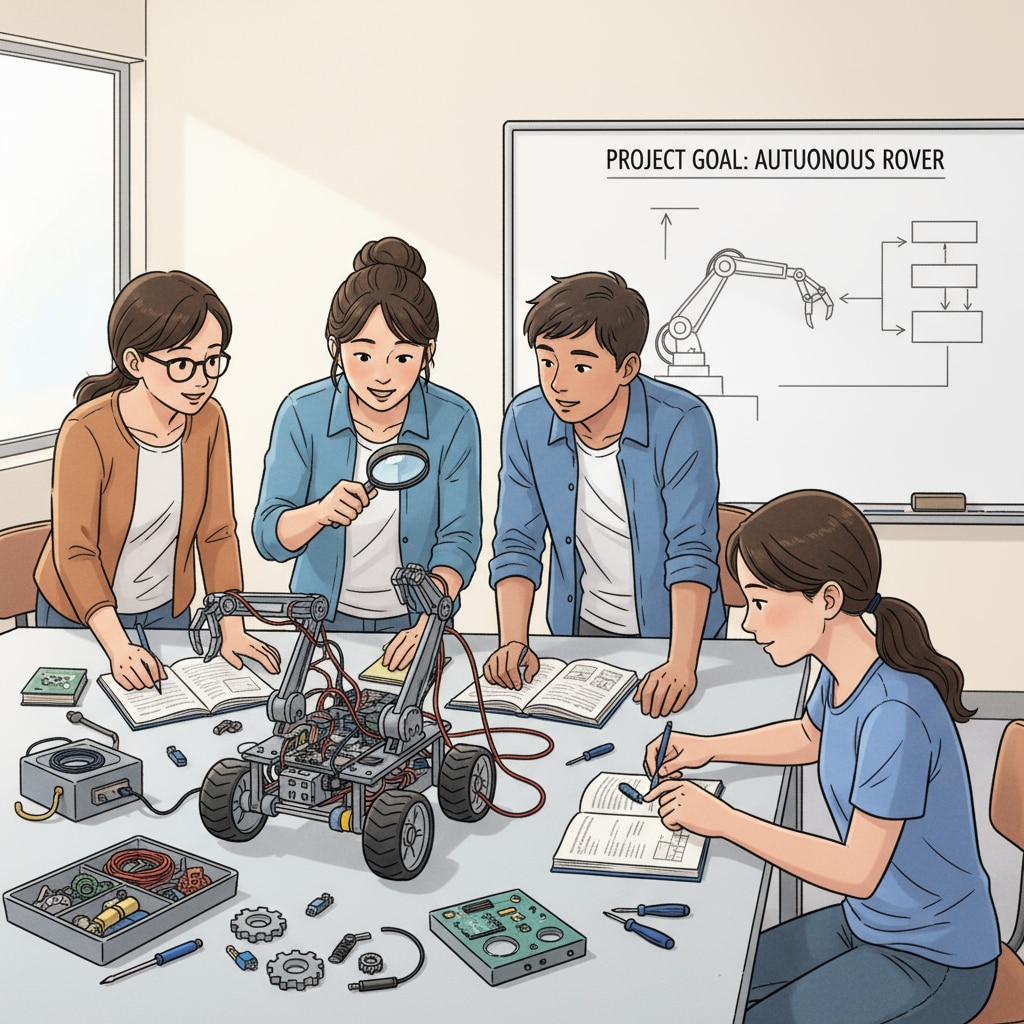 Students involved in a STEM extracurricular robotics project