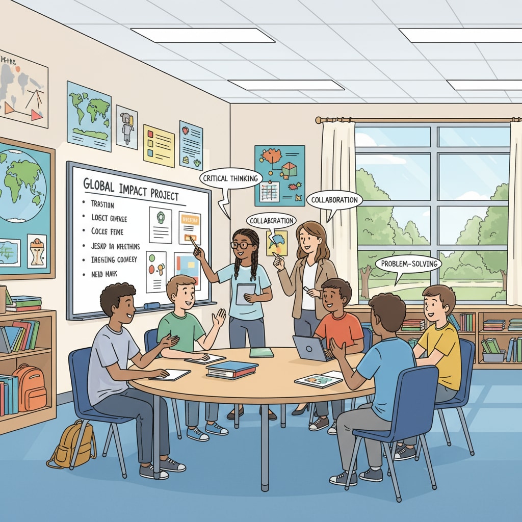 A charter school classroom with students actively participating in a discussion, showing the learning environment in a charter school. A classroom scene in a charter school related to school district, public school, charter school, and school building reuse.