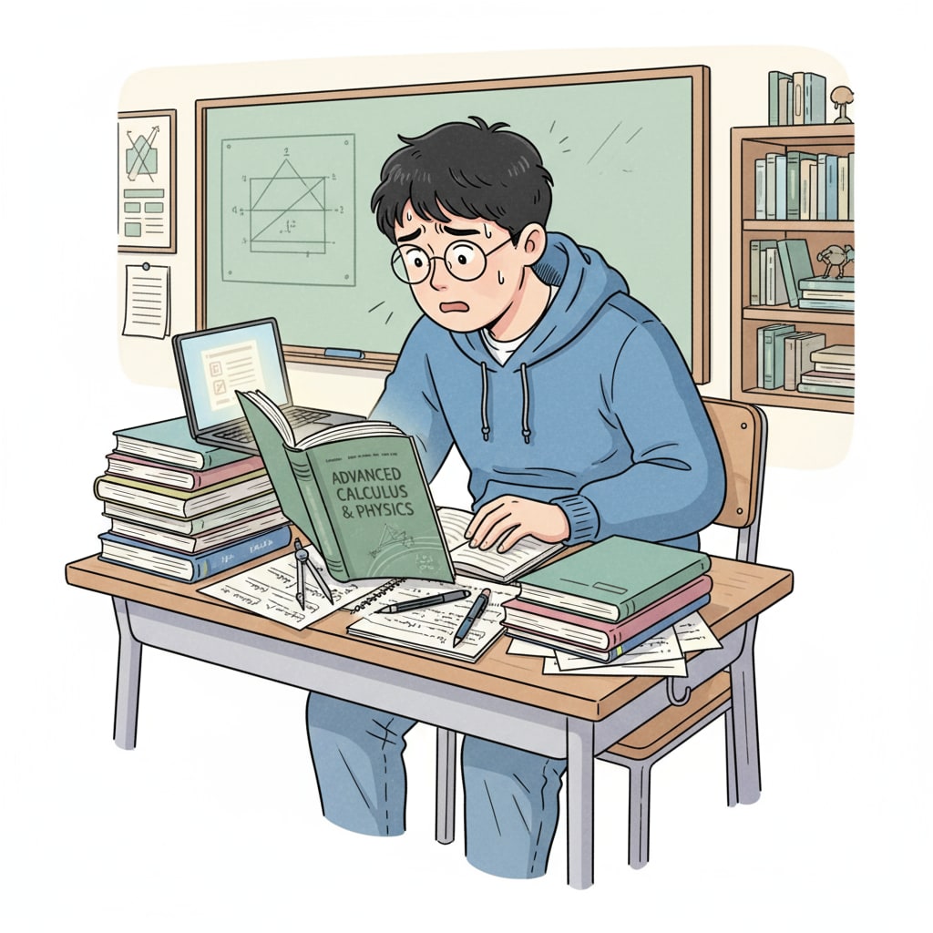 A worried 17-year-old middle school student facing learning anxiety, self-doubt, and learning difficulties