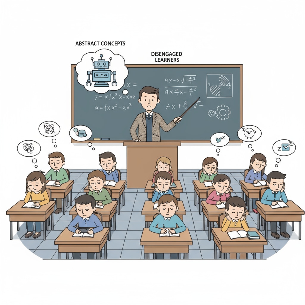 A classroom scene showing the disconnect between school education and practical skills