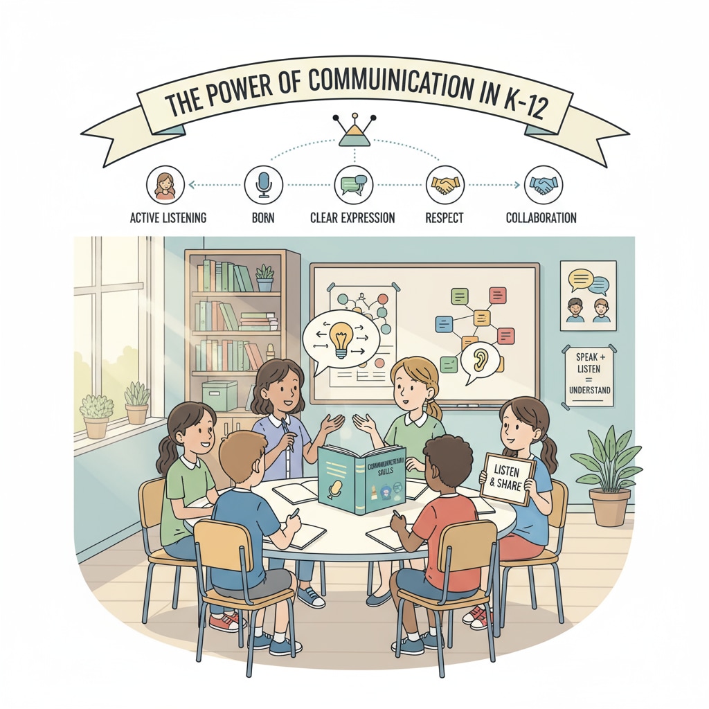 Students engaged in communication skills activities in a K12 classroom